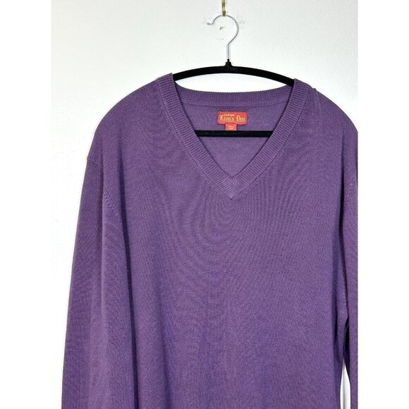 Vintage Haband Lions Den Sweater Large Mens‎ Purple V-Neck Pullover 70L Acrylic - Picture 2 of 8
